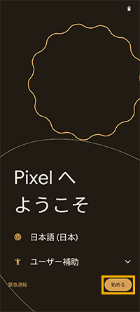 「Pixelへようこそ」画面